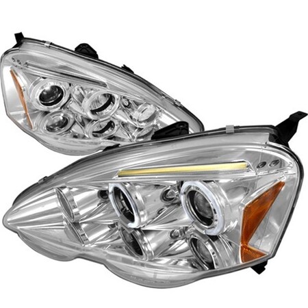 Overtime Halo LED Projector Headlights for 02 to 04 Acura RSX, Chrome - 10 x 20 x 25 in. OV2654201